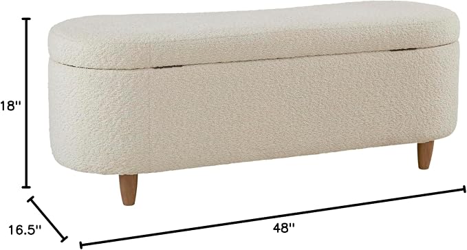 Bailey Boucle-Style Curved Storage Accent Bench
