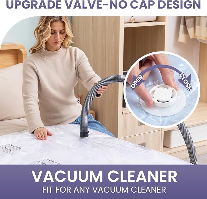 TAILI Vacuum Storage Bags 6 Pack, XXL Jumbo Size 47x39 Inch, Cream | XXL Large Vacuum Seal Bags for Clothing, Huge Space for Bedding, Comforters, Pillows, Toy, Save More Closet Space
