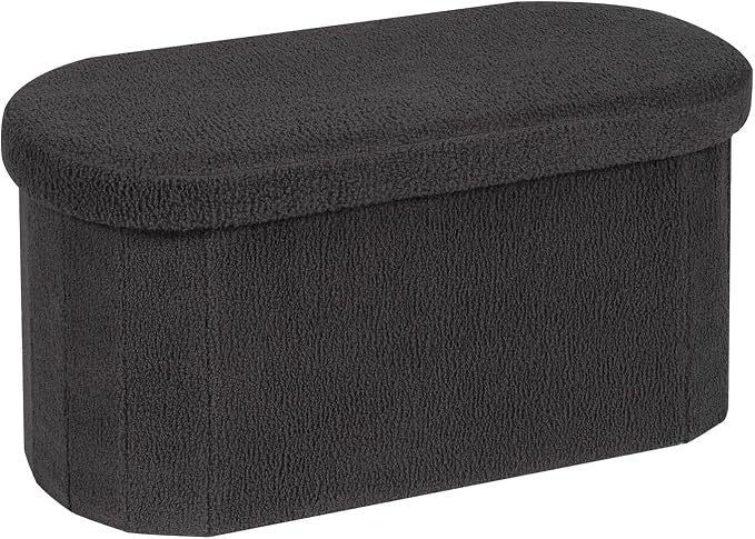 PINPLUS Storage Ottoman Bench Tufted Folding Ottomans Bench Foot Rest, Chest Box Velvet Bench with Storage, 30"x15"x15" (Dark Grey)