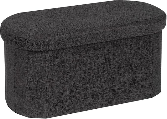 PINPLUS Storage Ottoman Bench Tufted Folding Ottomans Bench Foot Rest, Chest Box Velvet Bench with Storage, 30"x15"x15" (Dark Grey)