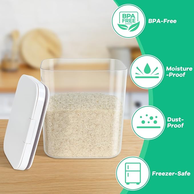 2 Pack Flour Sugar Storage Containers with Pop-to-Flip Lid 2.9 Qt + 4.75 Qt | Airtight Rice Container BPA Free Dog Food Holder Dog Treat Storage Kitchen Organizers