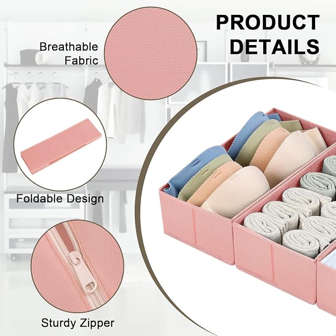 DIMJ Drawer Organizer for Clothing, 18 Pack Fabric Drawer Organizer Bins, Foldable Sock Organizer for Drawer, Dresser Organizer for Clothes, Socks, Bra, Tie