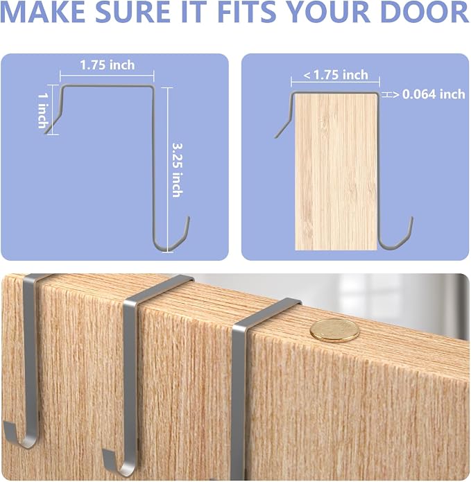FENTEC 2 Pack Over the Door Shoe Organizer, Hanging Shoe Organizer Rack,24 Large Pockets and 4 Larger Storage Various Compartments with 6 Hooks, Home Accessories, Grey