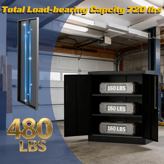 Metal Storage Cabinet, 35" Steel Garage Storage Cabinets with Lock | Locking Tool Cabinet with Doors and Adjustable Shelves Utility Cabinets for Garage,Bathroom,Kitchen,Home Office,School,Shop