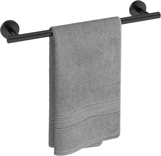 USHOWER Matte Black Towel Bar, 18-Inch Towel Racks for Bathroom | Thicken SUS304 Stainless Steel Towel Rod, Towel Holder Wall-Mounted, Modern Home Decor (Total Length 20-Inch)
