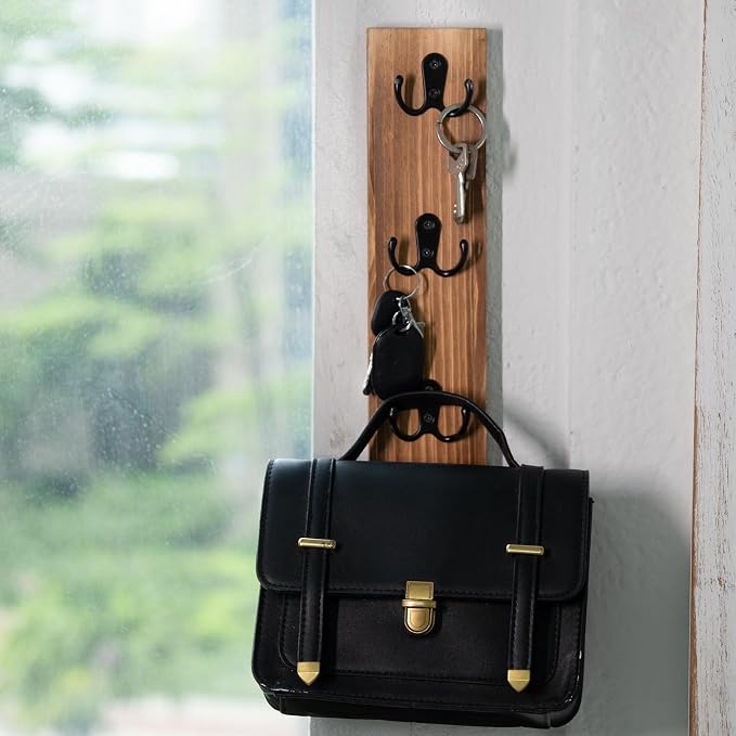 Yohsnor Key Holder Wall Mounted,Vertical Design Brown Key Rack with Hooks | Wall Mount Key Rack Organizer for Laundry Room,Decorative Key Holder - Ideal Space-Saving Storage Solution for Keys,Wallets