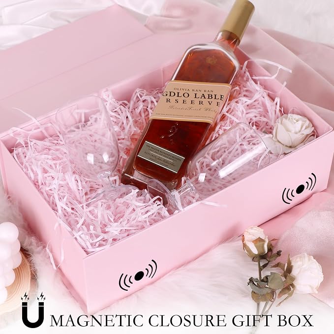 LFBOX Pink Gift Box with Magnetic Lids 13.8x8.3x4.4 in, Large Bridesmaid Groomsman Proposal Boxes 5 Pack, Collapsible Rectangle Storage Box | Large Bridesmaid Groomsman Proposal Boxes,13.8x8.3x4.4 in, Collapsible Rectangle Storage Box