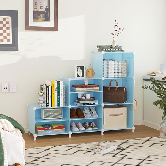 AWTATOS 6 Cube Closet Organizer Storage Shelves,Blue | Portable Closet Clothes Organizers Storage Shelf DIY Stackable Cubby Shelving for Closet Bedroom Living Room Office