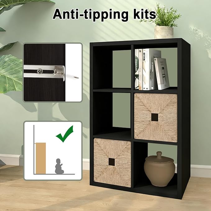 6 Cube Storage Organizer Shelf, Chocolate, 11 inch | 2026 Wooden Thick Frame, Anti-Tipping Kits, Reversible Open Back Bookcase, Horizontal and Vertical Dual-use