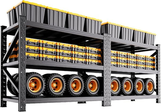 2 Pack Heavy Duty Metal Garage Shelving, 59" Wx20 Dx54.3 H, 3-Tier Adjustable Storage Shelves for Garage Storage, Industrial Metal Shelving & Shelves Organizer for Warehouse, Workshop & Home