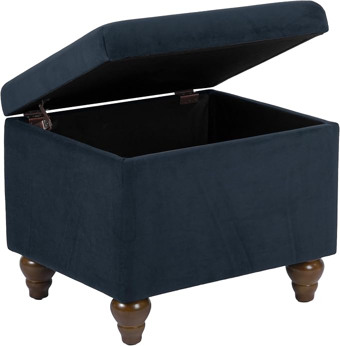 Spatial Order 22" Medium Rectangular Storage Ottoman - Blue Velvet