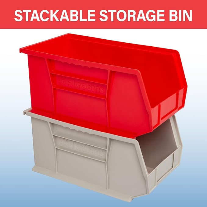Akro-Mils 30240 AkroBins Plastic Storage Bins, 15"x8"x7", Yellow, 12-Pack | Space-Saving Stackable Bins for Garage, Pantry, Craft Organization