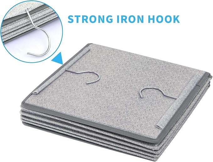 BrilliantJo 5 Shelves Hanging Closet Organizer, 2 Pack Hanging Storage with 6 Side Pockets for Clothes Bags, 43"x12"x12"(Light Gray)