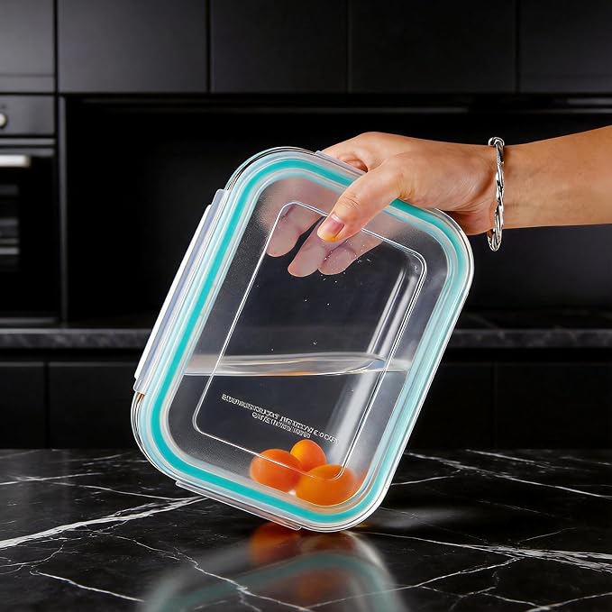 Liuruiyu Glass Food Storage Containers with Lids, 8 Pack Meal Prep Containers, Airtight Bento Boxes with Leak Proof Locking for Microwave, Oven, Freezer and Dishwasher, BPA Free（5oz to 36oz）