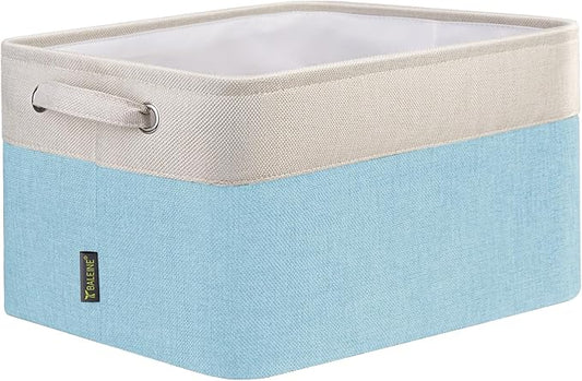 BALEINE 1 Pack Fabric Closet Storage Bins for Shelves, Linen Closet Organizers and Storage, Decorative Baskets for Organizing, Shelf, Clothes, Home, Office (Skyblue, 15''x11''x9.5'')