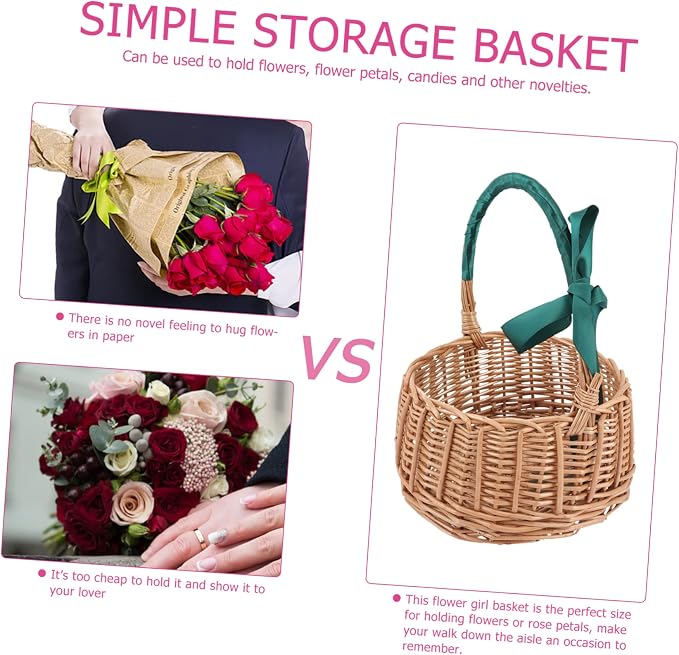 KICHOUSE Natural Rattan Woven Storage Basket Decorative Wicker Organizer for Home Beautiful Color Design for Storing Plants Flowers and Room and Bedroom Decor