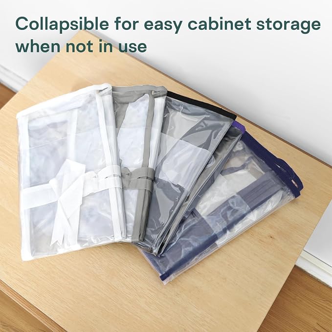 5PACK Plastic Clothes Storage Bag with Zipper, 22L Clear Storage Bags, and Blanket Storage Bags for Bedding, Blankets, Comforters, Clothing, Books, DVD & CD (White)