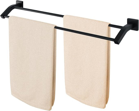 Alise Double Towel Bar,24" Towel Rack for Bathroom Wall Mounted,Matte Black | SUS304 Stainless Steel Bathroom Towel Holder, Quick Drying Towel Hanger Towel Rod, Useable Length 22.9"