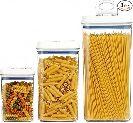 Felli Flip Tite Acrylic Food Storage Container with Lid 6” XL Air Tight Ring Seal Flip Lock, Plastic Kitchen Baking Canister for 5 lb Flour Sugar Rice Protein Powder Pantry Organizer (Nest-L)