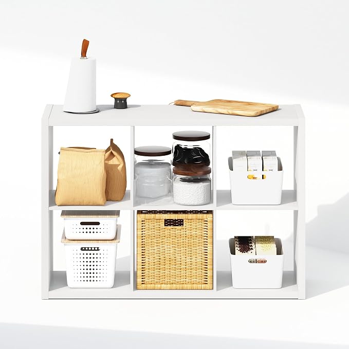 Furinno Cubic Extra Thick 6-Cube Closet Organizers and Storage, White | 14.6 x 30 x 44 in, Open Shelf Closet Storage, Closet Organizer, for Wardrobe, Bedroom, Living Room
