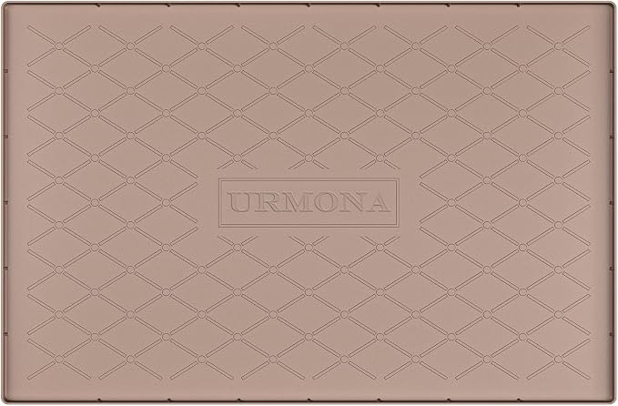 URMONA 34" x 19" Waterproof Silicone Mat in Multiple Sizes & Colors, Under Sink Mat for Kitchen & Bathroom, Pet Food Pad for Dogs & Cats, Kitchen Cabinet Liner, Multi-Purpose for Storage(Khaki)