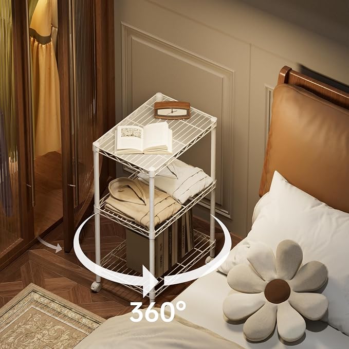 SINGAYE Small Shelves Kitchen Storage Shelf Wire Shelving Metal Adjustable | 3 Tier Shelf Organizers Storage Shelving Unit for Office Pantry Laundry Bathroom Closet Home 11.6" D X 17.6" W X 30" H White