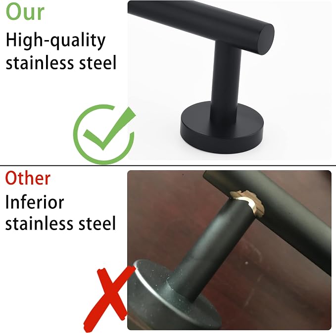 Matte Black SUS304 Stainless Steel Bath Towel Bar Single Bars Towel Rack Rod Classic Wall Mounted Bathroom Towel Holder Toilet Kitchen Towel Shelf Single Layer, 18 inches.