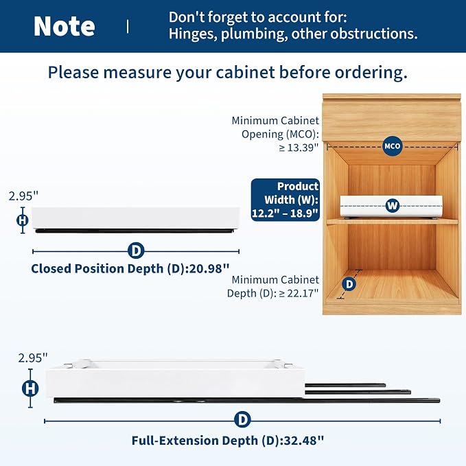 Garvee 2 Pack Pull Out Cabinet Organizers, Expandable 12.2"-18.9" Width