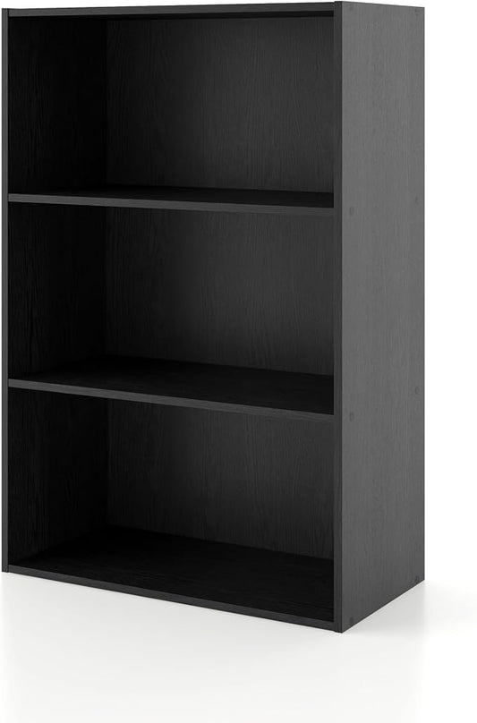 Homes: Inside + Out Apexa 3-Tier Cube Storage Organizer Shelves, Stackable Wood Bookcase Fits Cubby Bins for Organization, Dorm Teen Room Decor & Home Office, Black