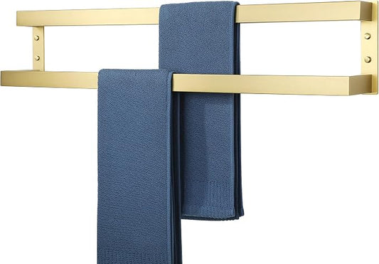 Alise Double Towel Bar, 32" Double Towel Racks for Bathroom, Brushed Gold | Bathroom Towel Rack Wall Mounted, 3.54" Wide Faster Drying, Ladder Design, SUS304 Stainless Steel
