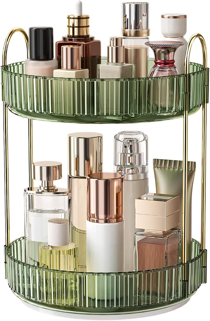 360° Rotating Makeup Organizer, Large Capacity Skincare & Cosmetics Storage | Skincare & Makeup Caddy, Bathroom Counter Organizer, Spinning Storage Tray for Perfume, Dresser, Bedroom, Vanity Countertop