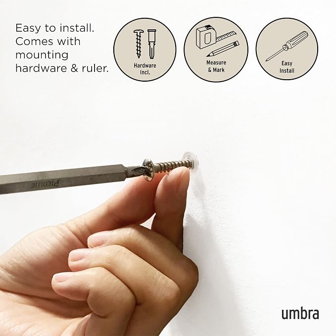 Umbra Flip 5 Wall Mounted Hook | Real wood and steel build, retractable hooks fold flat, holds coats bags and scarves, easy install