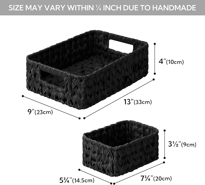 Granny Says Wicker Baskets For Shelves, Small Woven Baskets For Organizing | Small Woven Storage Baskets for Shelf, Rattan Basket For Organizing, Wicker Basket Set, 3-Pack Small Waterproof Baskets