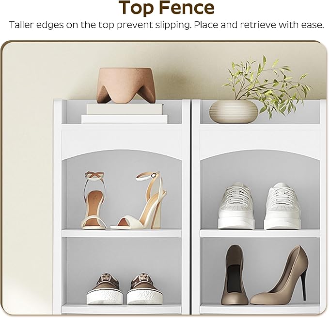 9-Tier Tall Shoe Rack, Wooden Shoe Storage Organizer, Narrow Shoe Cabinet with Removable Shelves for Small Spaces, Holds 9 Pairs of Shoes, for Entrance, Hallway, White SS02WT