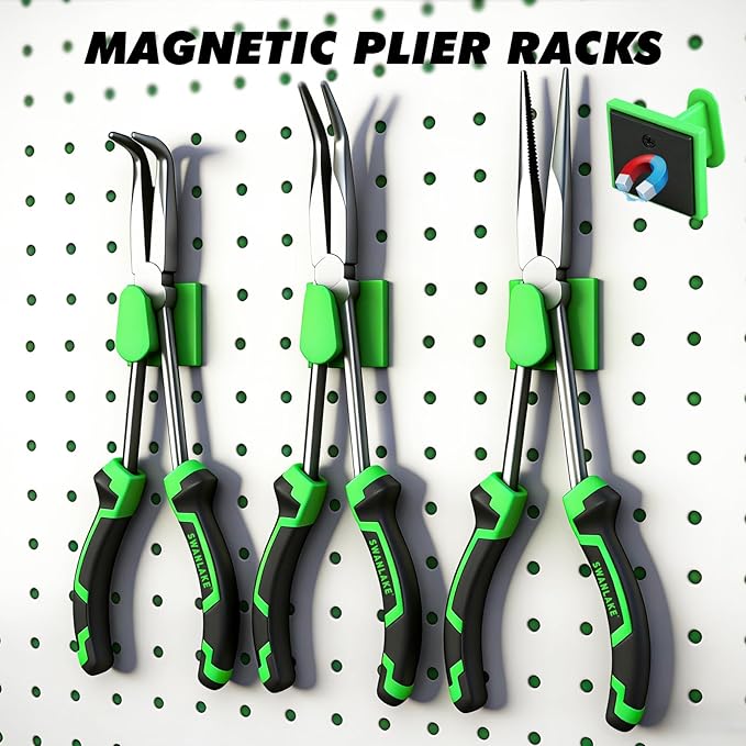 20-Piece Magnetic Tool Organizer Set, 1/4", 3/8", 1/2" SAE & Metric Socket Organizers, 2 Large Wrench Holders, 24-Slot Wrench Rails, Plier and Screwdriver Wall Mount Storage