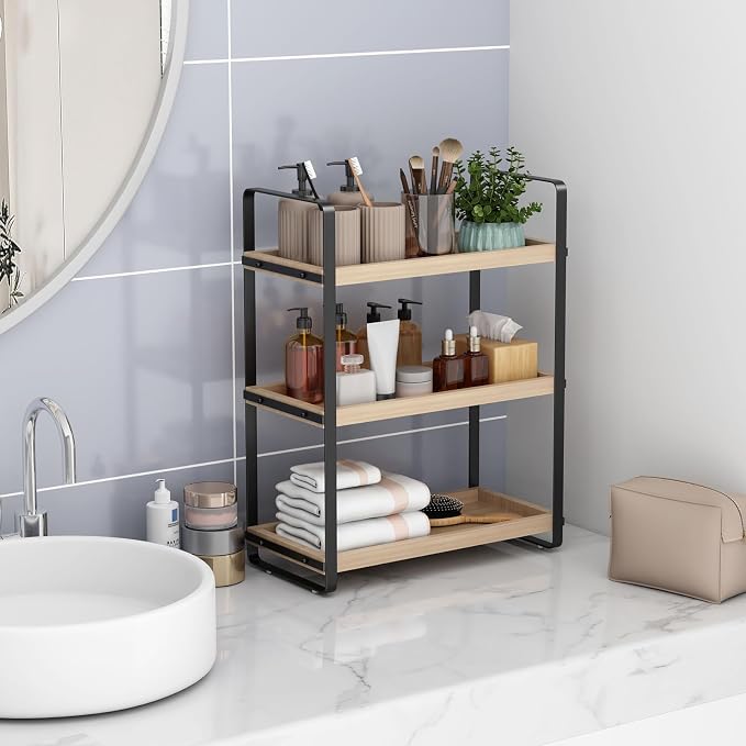 HNRLOY Bathroom Counter Organizer, Bathroom Counter Shelf, Makeup Organizer | Bathroom Countertop Organizer, Bathroom Sink Organizer, Perfume Organizer, Vanity Shelf, Bathroom Organization and Storage