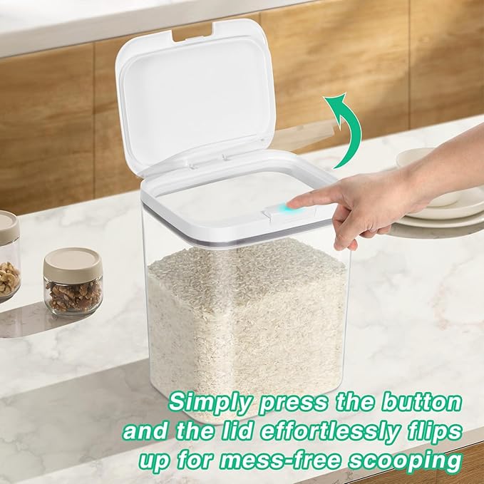 4.75 Qt Rice Flour Container Dog Food Storage Holder with Flip-up Lid Scoop | Airtight Dry Food Containers Pet Cat Food Bin Laundry Room Organization Household Essentials Kitchen Pantry Organizers