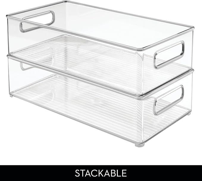 iDesign Stackable Fridge Bin | Storage Bin for Freezer or Pantry Organization, Clear, Made in USA