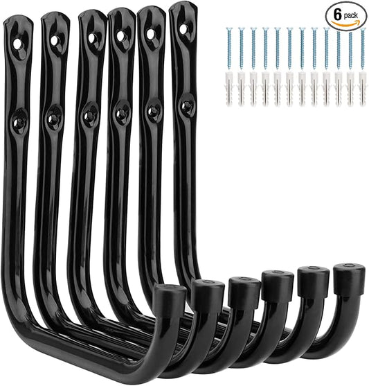 Heavy Duty Garage Hooks, 6.7Inch Wall Mount Garden Tools Storage Hook for Bike, Ladder, Chair, Garden Hose, Power Tool, Indoor Outdoor