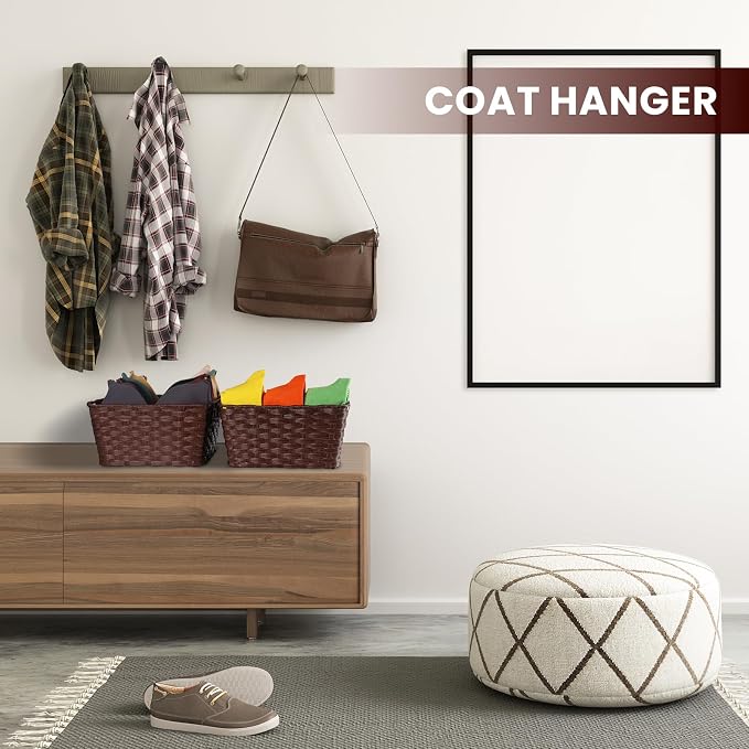 Onlytak Wicker Storage Baskets, Baskets for Shelves, Toilet Paper, Woven Storage Baskets for Organizing, Brown, 12" x 12" x 6", 2-Pack