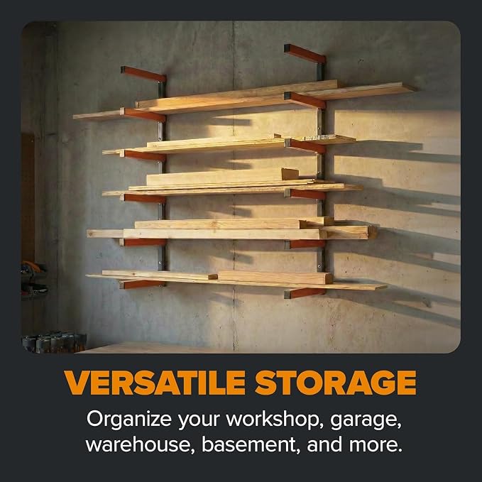 BORA Wood Rack, 6-Level Wall Mount Lumber Storage Rack for Wood Storage