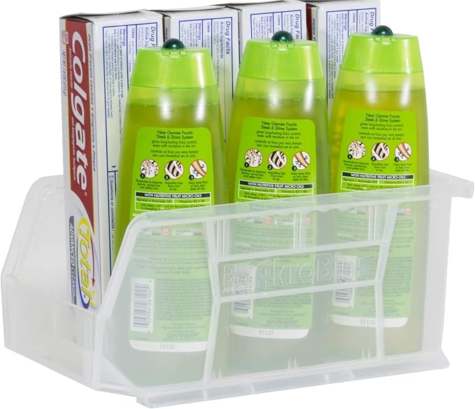 Akro-Mils 30230 AkroBins Plastic Storage Bins, 11"x5"x5", Clear, 12-Pack | Space-Saving Stackable Bins for Garage, Pantry, Craft Organization