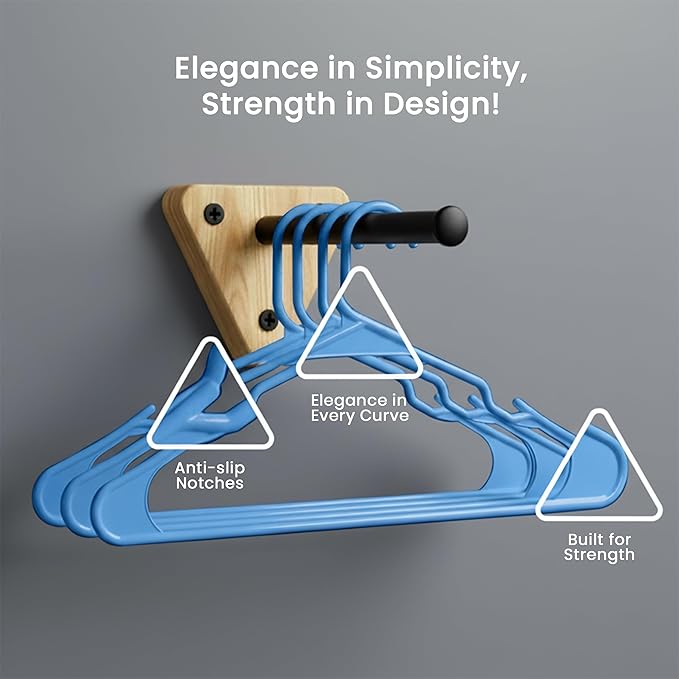 Utopia Home Plastic Hangers 50 Pack – Space Saving Clothes Hanger Blue | Durable & strong | Closet organizer & storage | Ideal for apartments, dorms & stocking stuffers