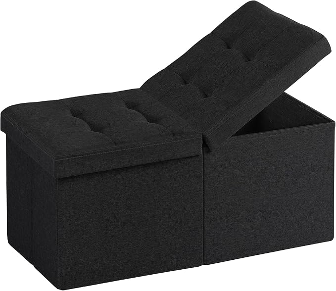30-INCH Ottoman with Storage, Footrest Storage Bench, End of Bed Bench Coffee Table for Living Room, Bedroom, Entryway (Black)