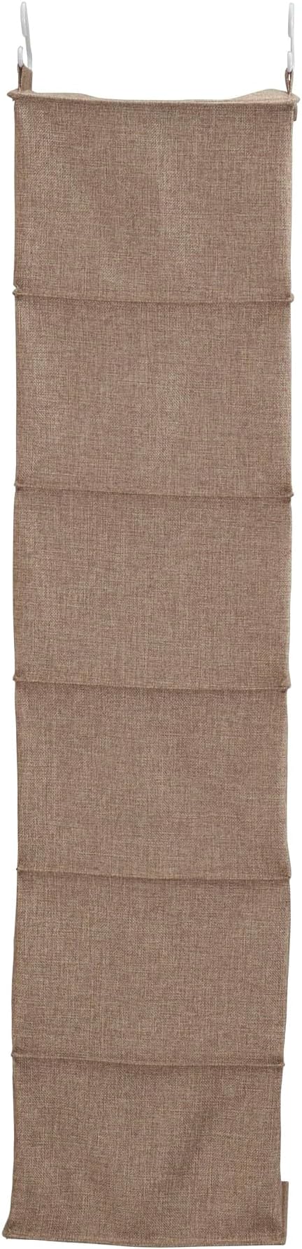 Household Essentials 6 Shelf Hanging Closet Organizer, Hanging Closet Shelf, Fabric Poly Linen and PEVA Shelving, Beige