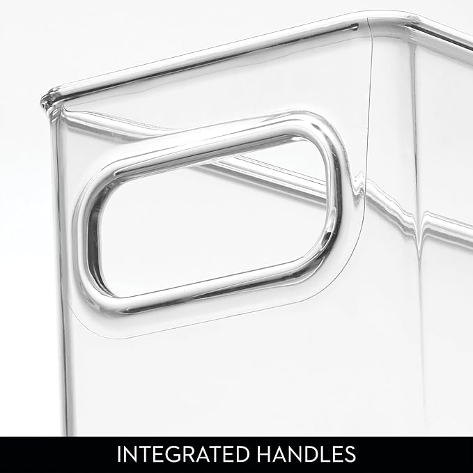 iDesign Stackable Fridge Bin with Handles, Set of 3, Clear | Ideal for Freezer or Pantry, Made in USA