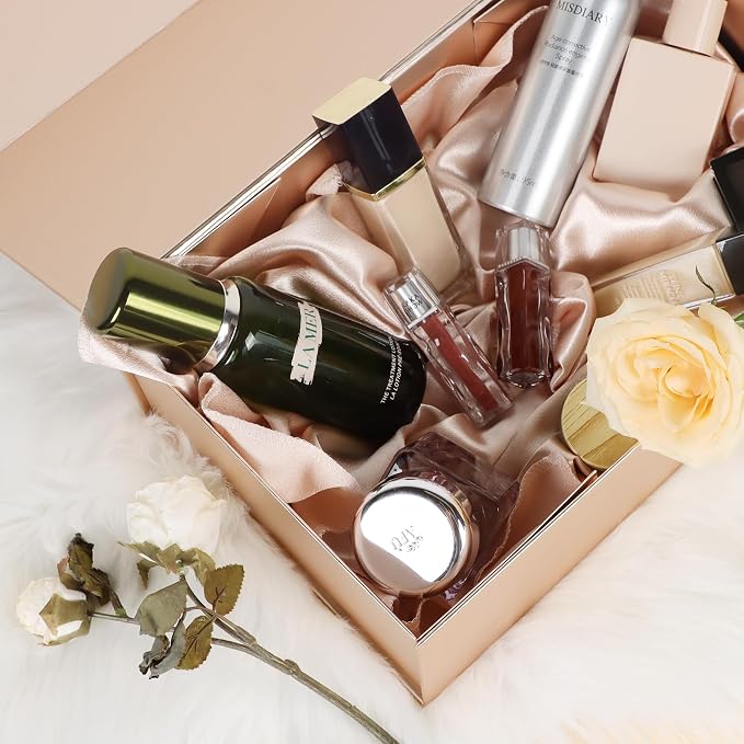 LFBOX Rose Gold Christmas Gift Box with Magnetic Lid 5 Pack | Large Bridesmaid Groomsman Proposal Boxes,13.8x8.3x4.4 in, Collapsible Rectangle Storage Box