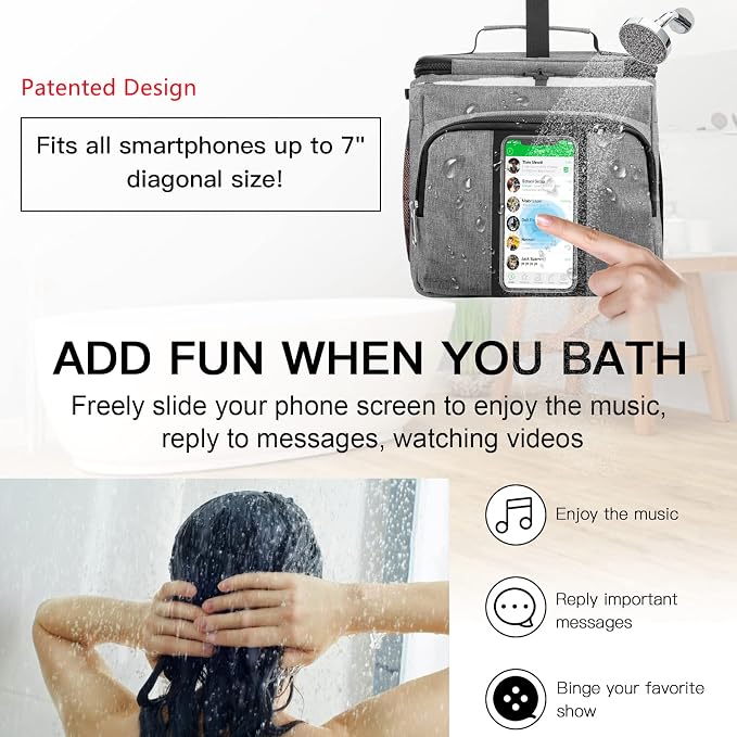 Bukere Portable Shower Caddy Tote Bag for College Dorm Travel, Separate Compartment, Large Capacity, Quick Dry Mesh Base, Hanging Toiletry Bath Bag for Student, Gym, Camp, Women Men