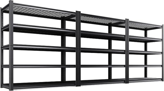 Set of 3 Heavy Duty Garage Shelving 5T Storage Shelves, Adjustable Metal Shelving Unit, Utility Garage Organizer Shelf for Basement, Pantry, Warehouse, Supermarket, 45.6" Wx17.7 Dx71.2 H