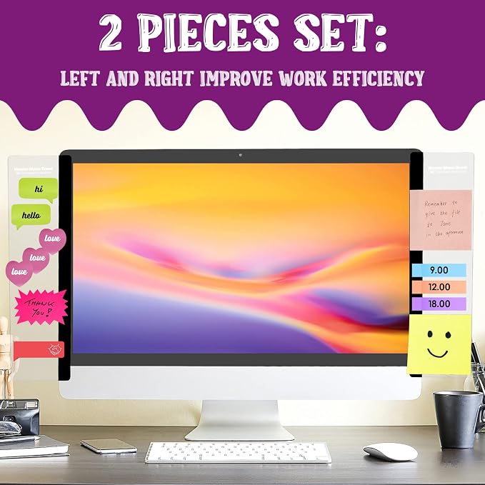 Office Desk Accessories 2pcs Computer Monitor Memo Board Office Supplies | Computer Monitor Memo Board Computer Sticky Note Holder